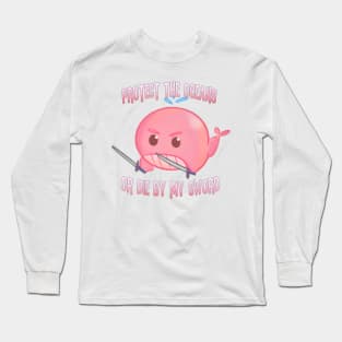 Dual Wielding Pink Whale Of Ocean Conservation Long Sleeve T-Shirt